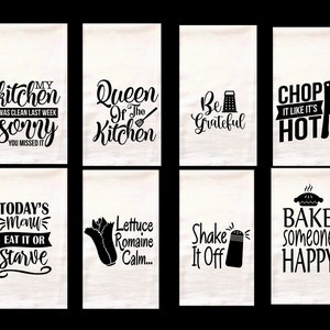 Funny flour sack towel, kitchen towel, kitchen puns, friend gift, wedding shower gift, housewarming gift, get well gift, kitchen decor