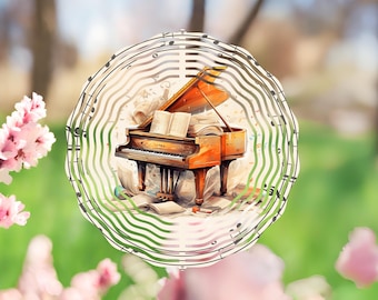 Piano physical wind spinner for outdoors, garden art, garden spinner, gardening gift, outdoor decor, new home gift, sun catcher, porch decor
