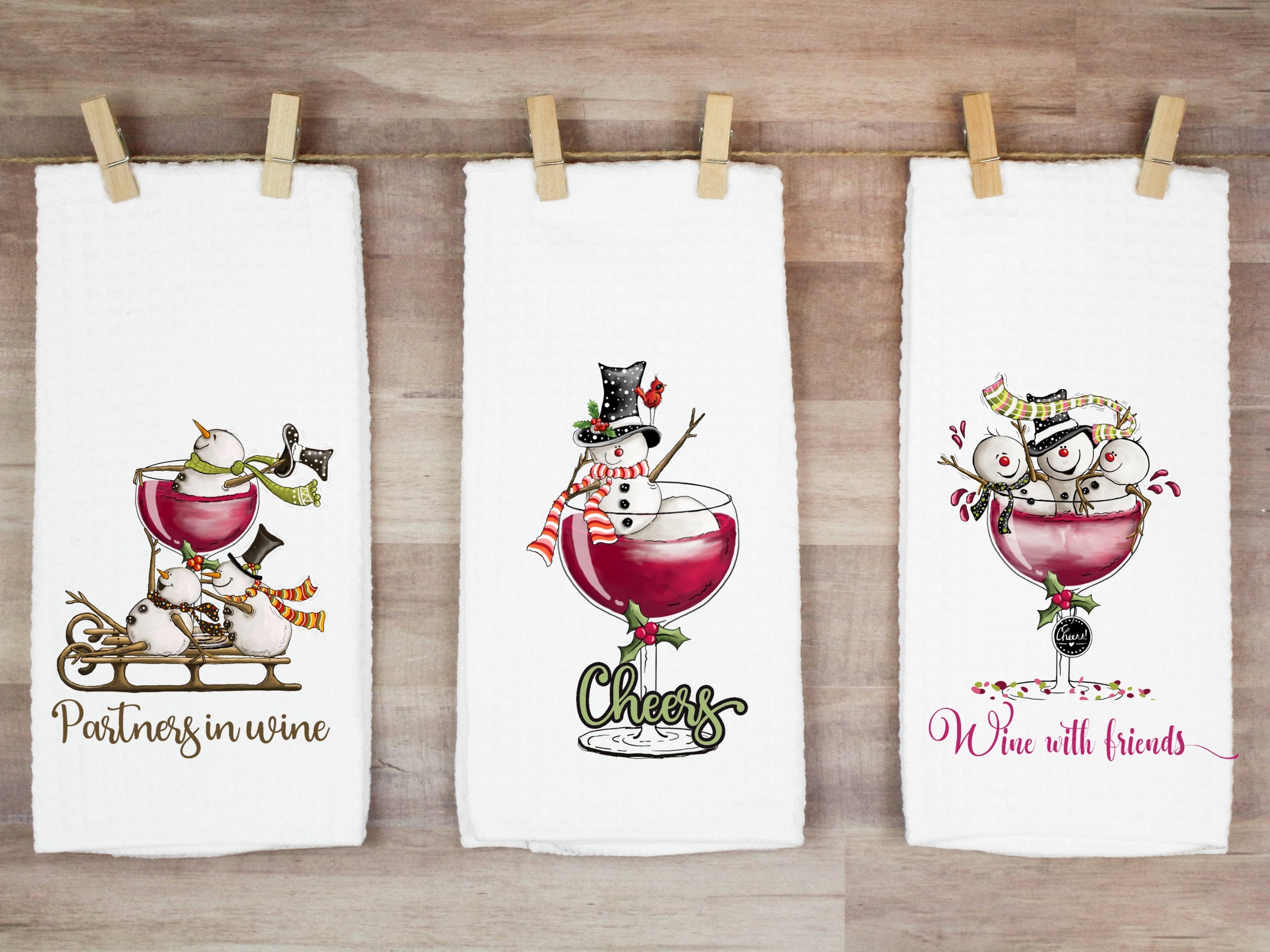 Christmas Deer Kitchen Hand Towels - Group Therapy Wine