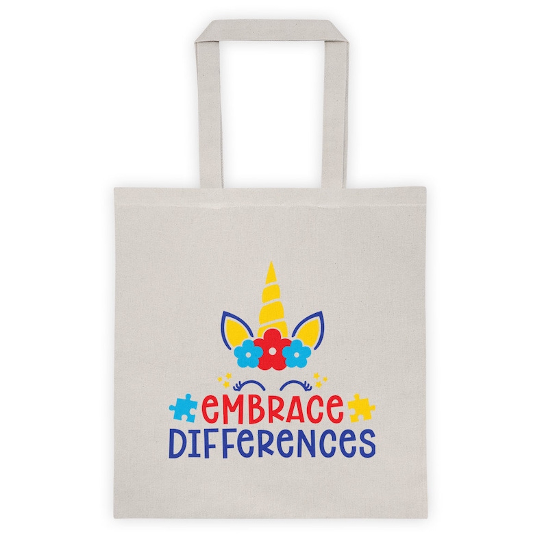 autism support two sided tote teacher gift canvas tote bag unicorn for autism Autism awareness tote bag Mother/'s Day gift