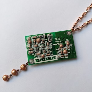 Grüne und Kupfer Motherboard Unikat Technologie Halskette