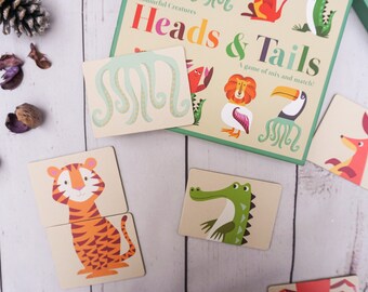 Match Heads and tails game / animal game / number game- toddler games learn to count Learn Animal Sounds, Matching montessori games