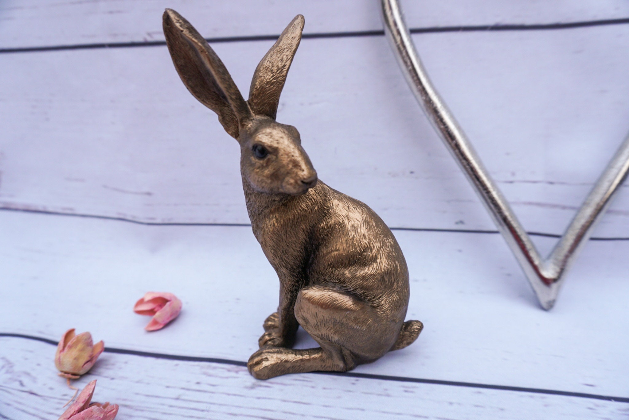 Sitting Bronze Effect Hare Ornament / Sitting Rabbit Onrament Etsy
