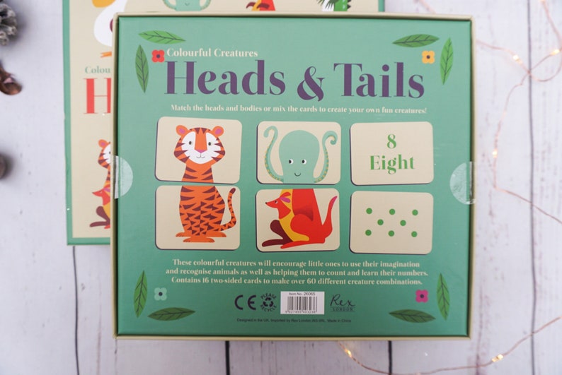Match Heads and Tails Game / Animal Game / Number Game Etsy