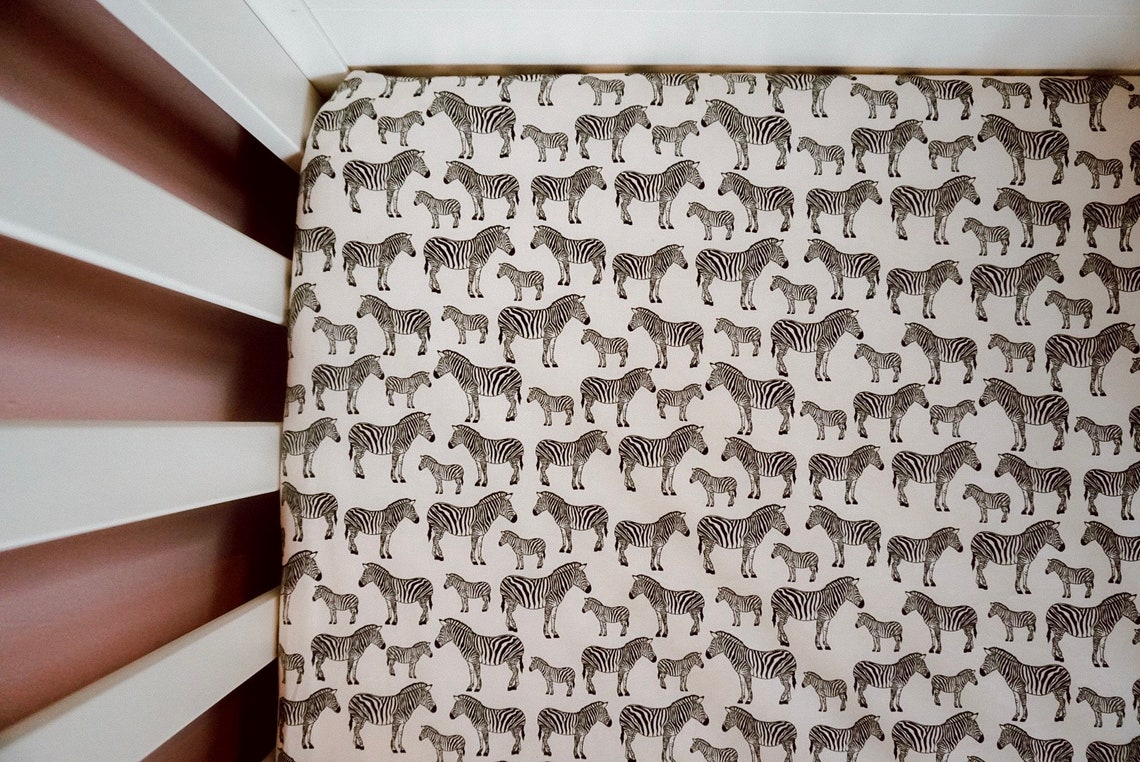 Zebra Print Safari Fitted Cot Sheet nursery/ Unisex Bedding Etsy UK