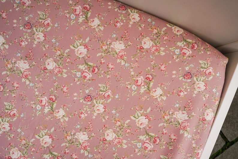 Pink floral rose fitted cot sheet nursery/ girls bedding Etsy