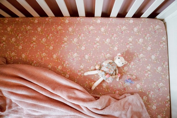 pink fitted cot sheet