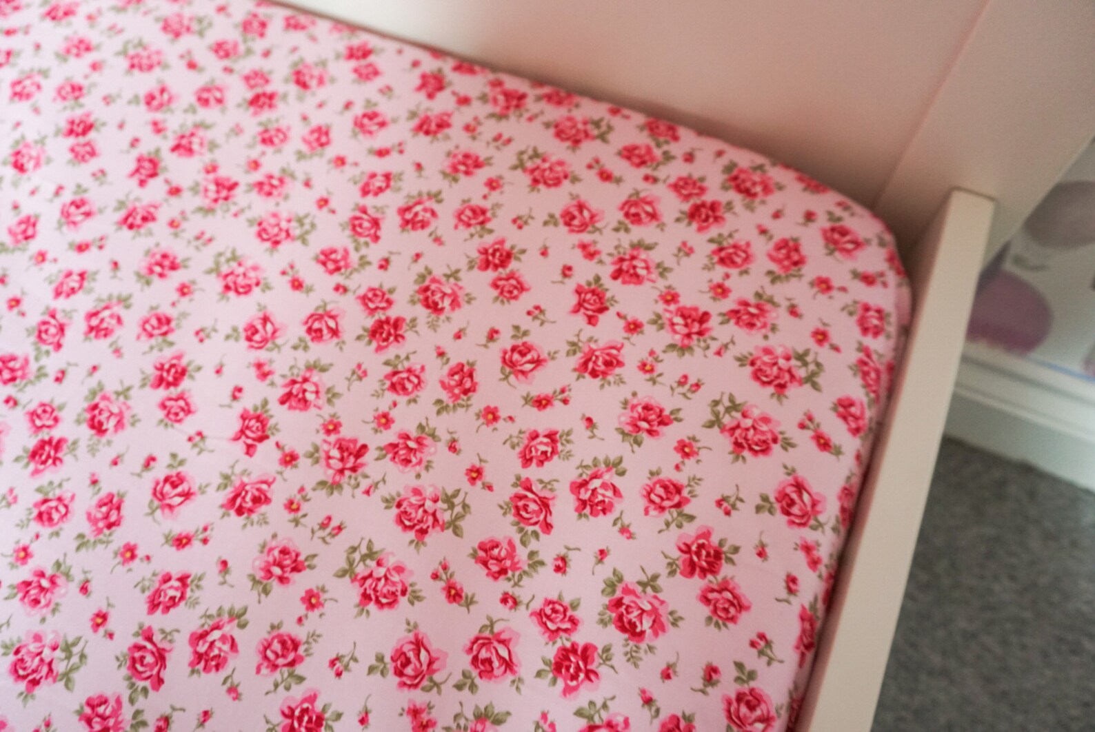 Pink Rose Floral Fitted Cot Sheet nursery/ Girls Bedding Etsy UK