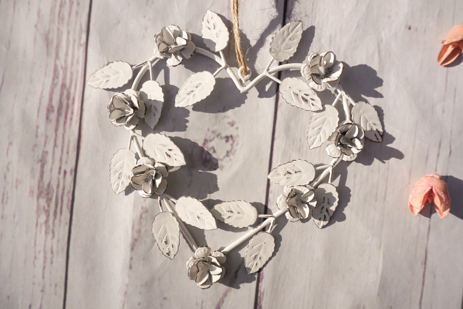 Antikes weißes Metallherz Rosenherz HerzForm Metall | Etsy