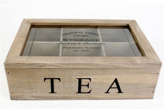 Natural Wooden Tea Box / Gift for Mum / Tea Bag Pot / Home Decor / Vintage  Decor / Rustic Kitchen Decor / Tea Storage - Etsy