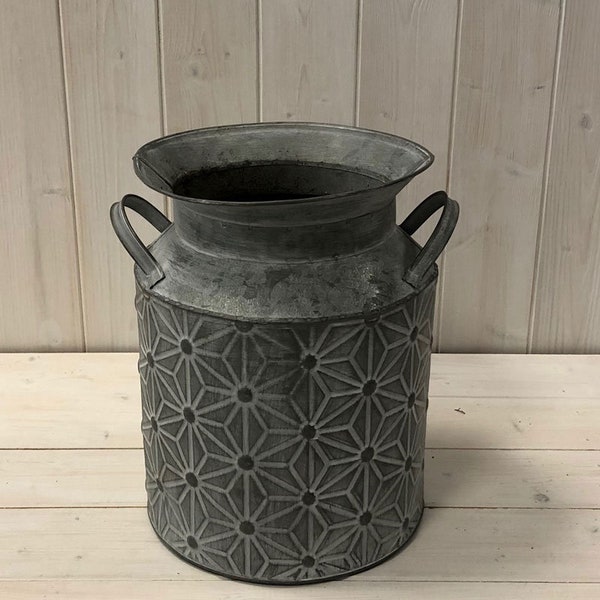 Aged Grey Churn / Zinc Jug / metal milk churn / zinc churn /gift for mum dad / flower vase  / flower jug /  garden churn / tin watering can