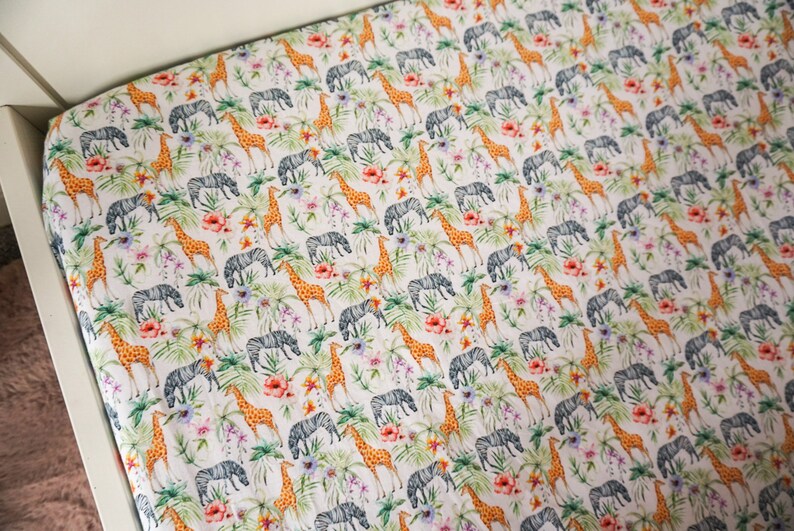 Safari Animal Print Fitted Cot Sheet nursery/ Unisex Bedding Etsy UK