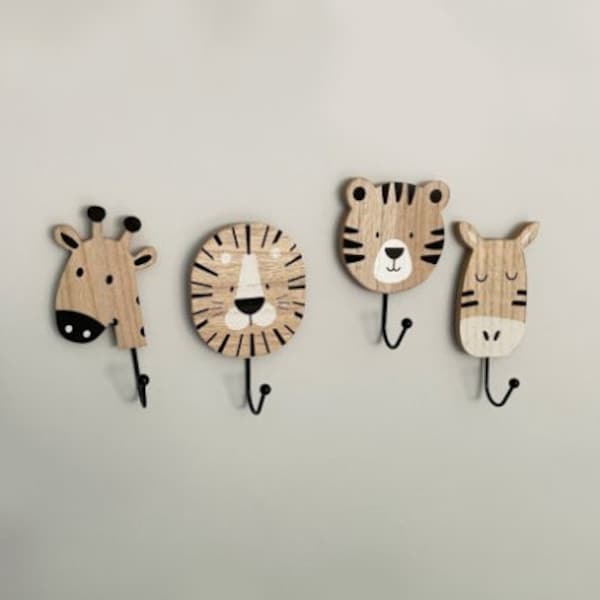 Nursery hook / lion hook / safari hooks / safari nursery / zebra hook / tiger hook / giraffe hook /  baby hooks / coat hook