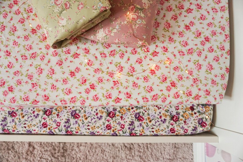 Multicolored Floral fitted cot sheet nursery/ girls bedding Etsy