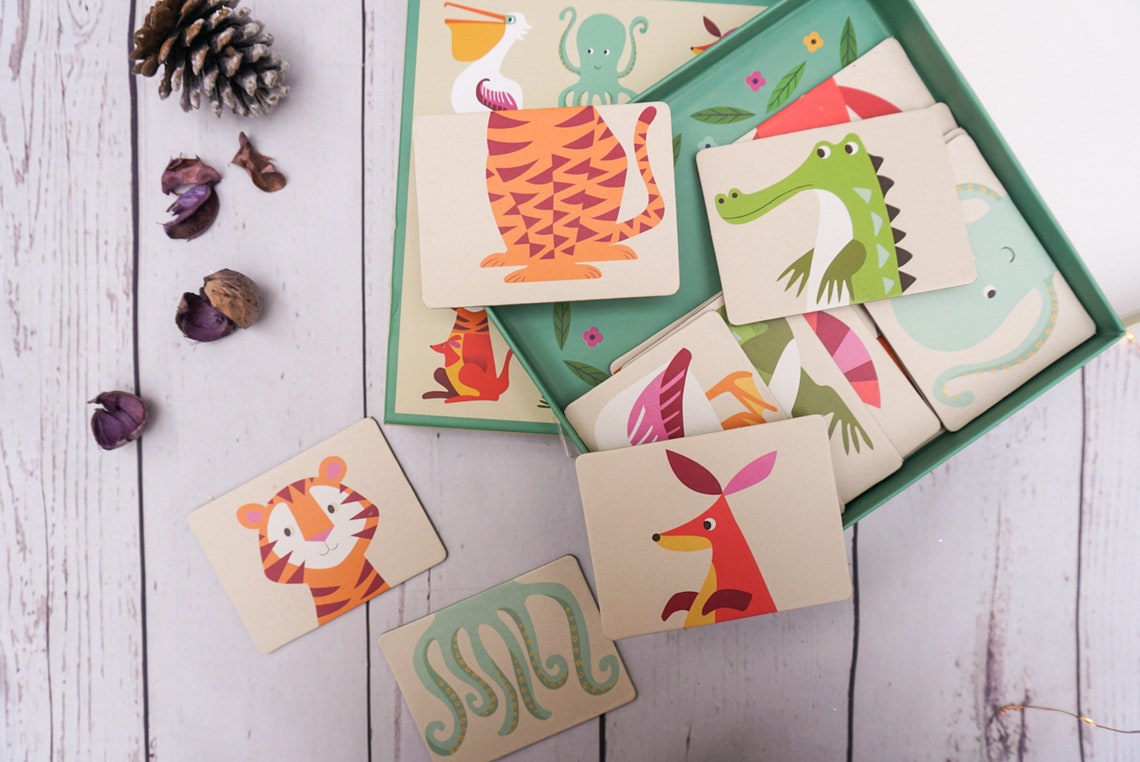 Match Heads and Tails Game / Animal Game / Number Game Etsy