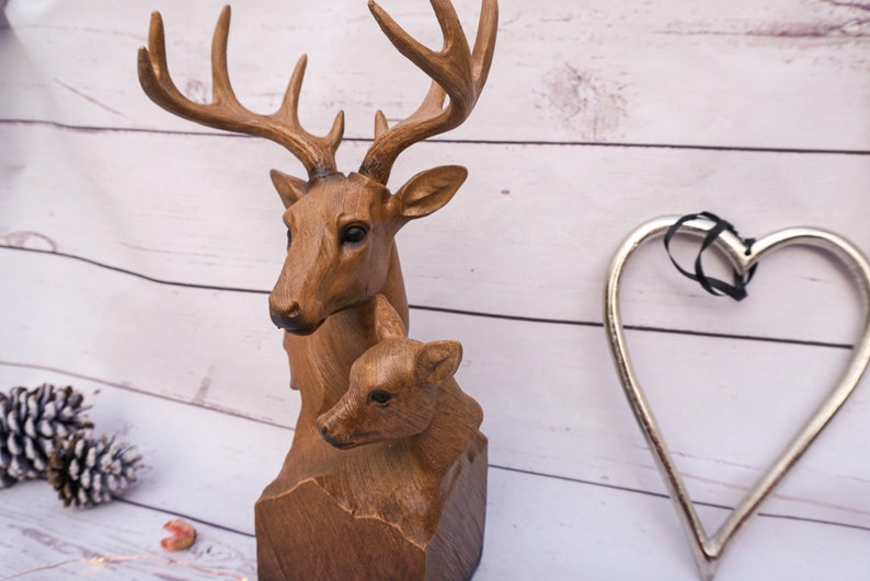 wooden stag statue