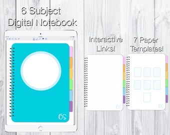 GoodNotes 6 Subject Teal and Pastel Notebook