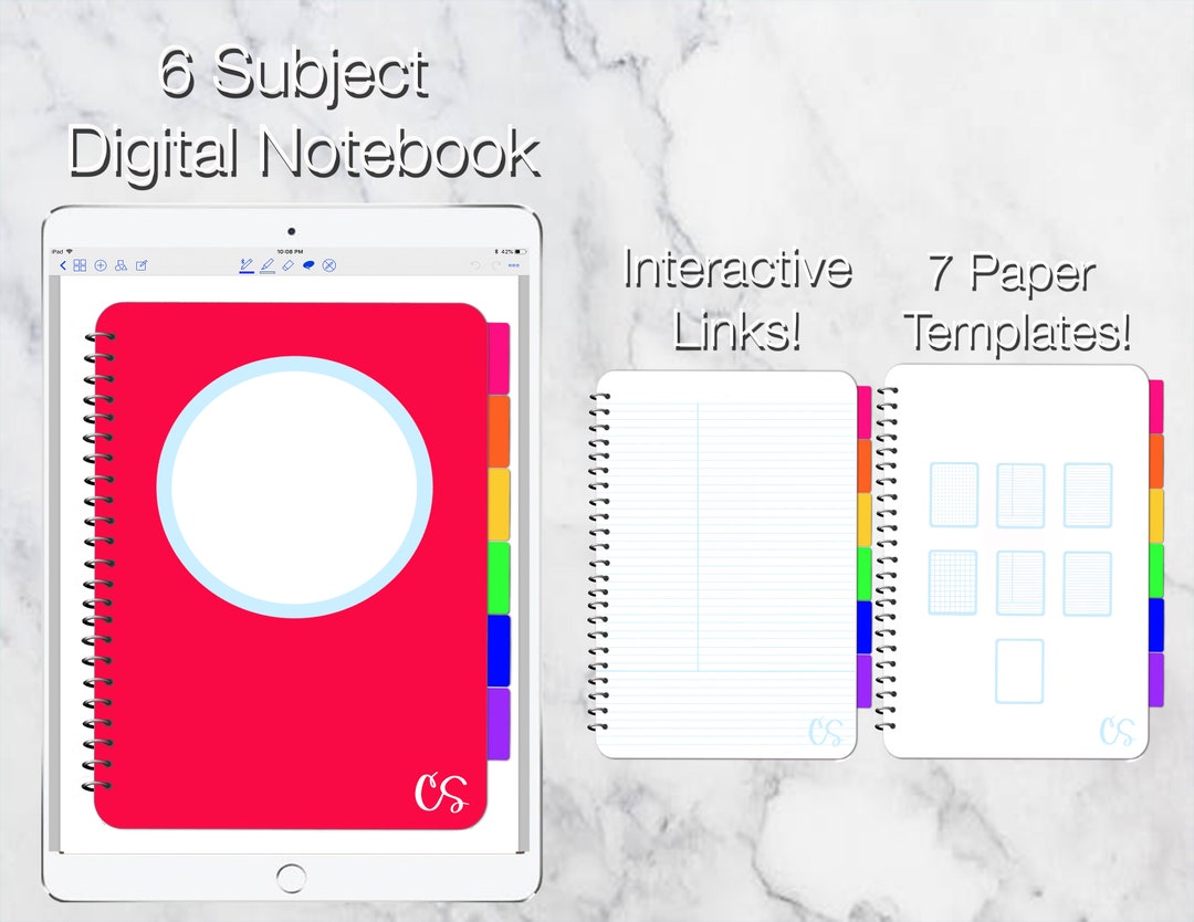 Goodnotes 6 Subject Red and Bright Notebook Etsy Goodnotes 6 Subject Red and Bright Notebook Etsy