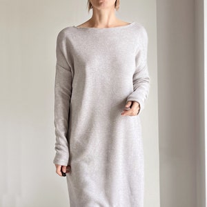 Grey Oversize Dress Loose Feminine Sweater Dress Oversize Sweatshirt Dress Grey Dress Grey Maternity Dress image 5