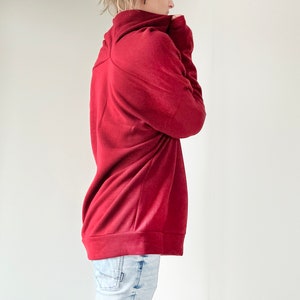 Gruba Bordo Bluza Obszerna Bluza Golf Oversize Onesize Golf Bluza Handmade Oryginalna Niepowtarzalna Handmade zdjęcie 5