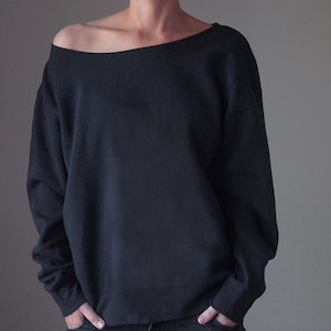 Slouchy Offshoulder Sweatshirt Grey Sweatshirt Oversize Sweatshirt Wide Neckline image 5