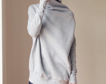 Thick Grey Sweatshirt Oversize Turtleneck Sweatshirt Oversize Onesize Sweatshirt Turtleneck Sweatshirt Handmade Original Unique Sweatshirt