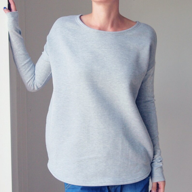 Grey Oversize Sweatshirt Narrow Sleeve afbeelding 3