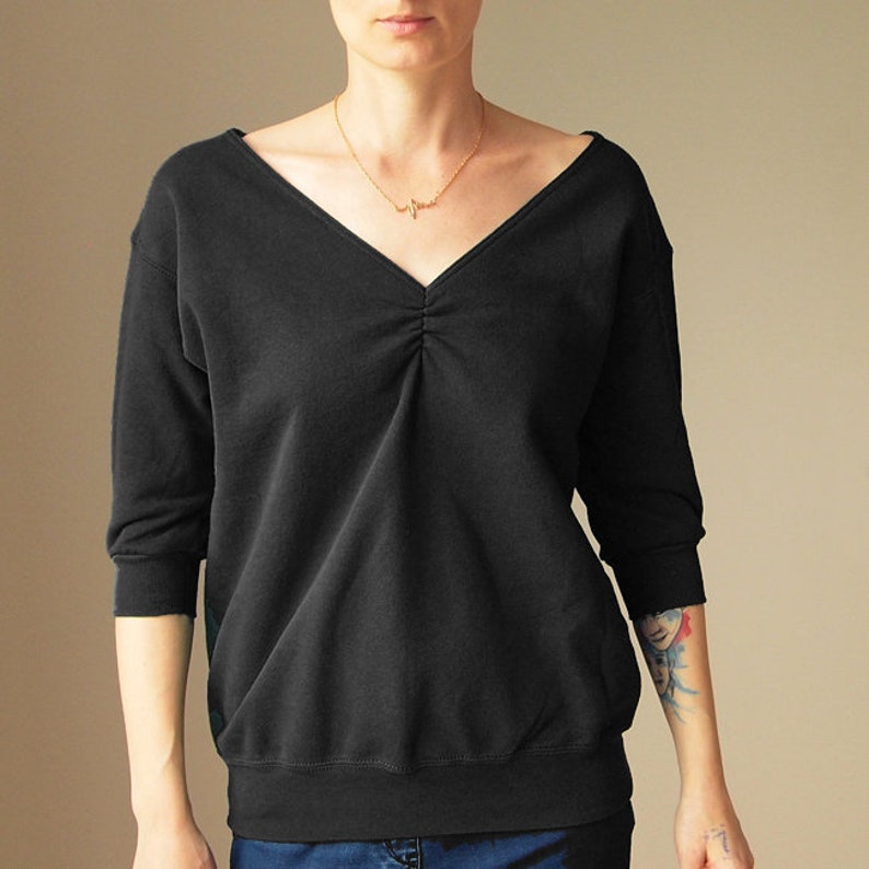 Noir Double-Côté Sweatshirt V-Neck image 1