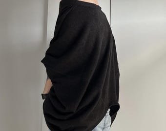 Black Oversize Sweater Asymmetrical Sweater Dress Tunic Sweater Dress Dress Loose Sweater Oversize Handmade