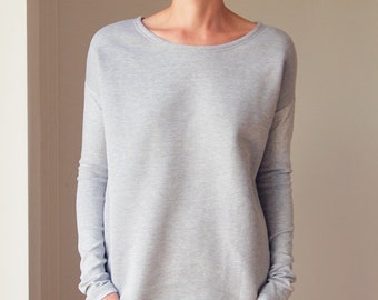 Grey Oversize Sweatshirt Narrow Sleeve