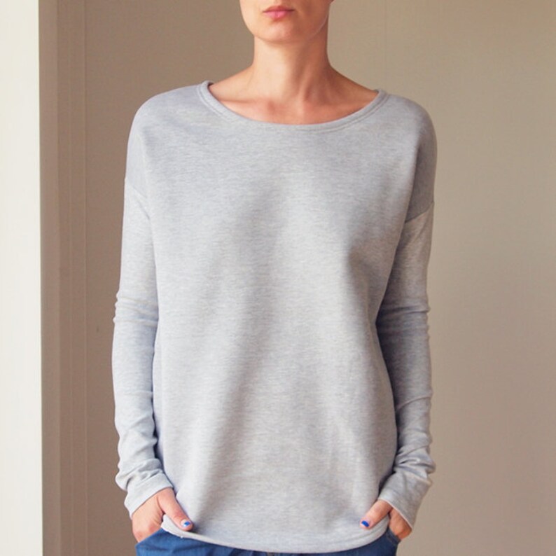 Grey Oversize Sweatshirt Narrow Sleeve image 1