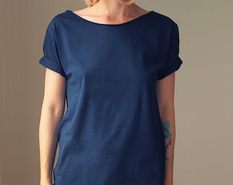 Navy Short Sleeve Oversize Shirt