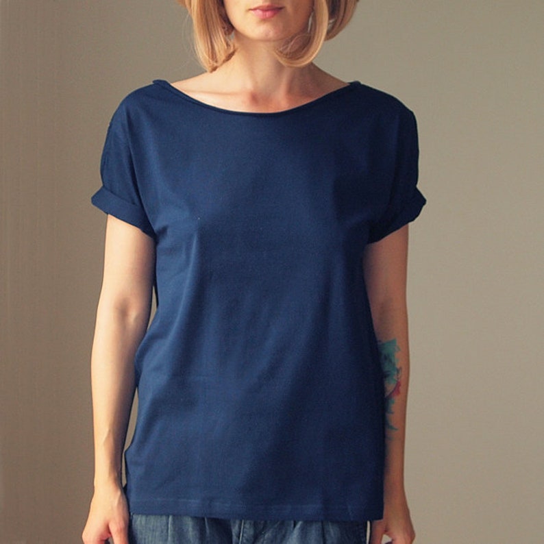 Navy Short Sleeve Oversize Shirt Bild 1