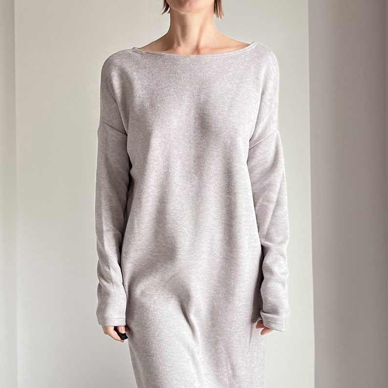 Grey Oversize Dress Loose Feminine Sweater Dress Oversize Sweatshirt Dress Grey Dress Grey Maternity Dress image 1