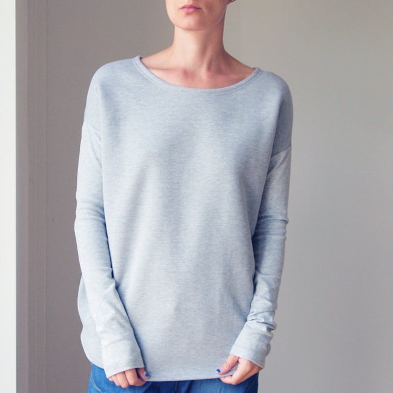 Grey Oversize Sweatshirt Narrow Sleeve afbeelding 2