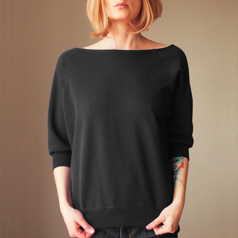 Noir Double-Côté Sweatshirt V-Neck image 3