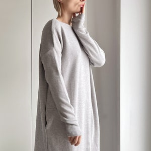 Grey Oversize Dress Loose Feminine Sweater Dress Oversize Sweatshirt Dress Grey Dress Grey Maternity Dress image 4