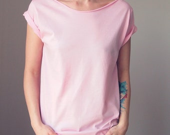 Roze Tshirt Slouchy OffSchouder Tshirt Oversize Dames T-shirt Tshirt Oversize T-shirt Fuchsia Slouchy OffSchouder Shirt Tee Gift