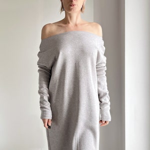 Grey Oversize Dress Loose Feminine Sweater Dress Oversize Sweatshirt Dress Grey Dress Grey Maternity Dress image 7