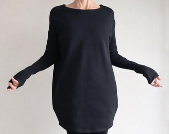 Cozy oversized sweatshirt dress thick warm cotton blend soft fleece extra long sleeves comfy fall winter dress handmade clothing oungewear