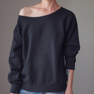 Slouchy Offshoulder Sweatshirt Grey Sweatshirt Oversize Sweatshirt Wide Neckline image 3