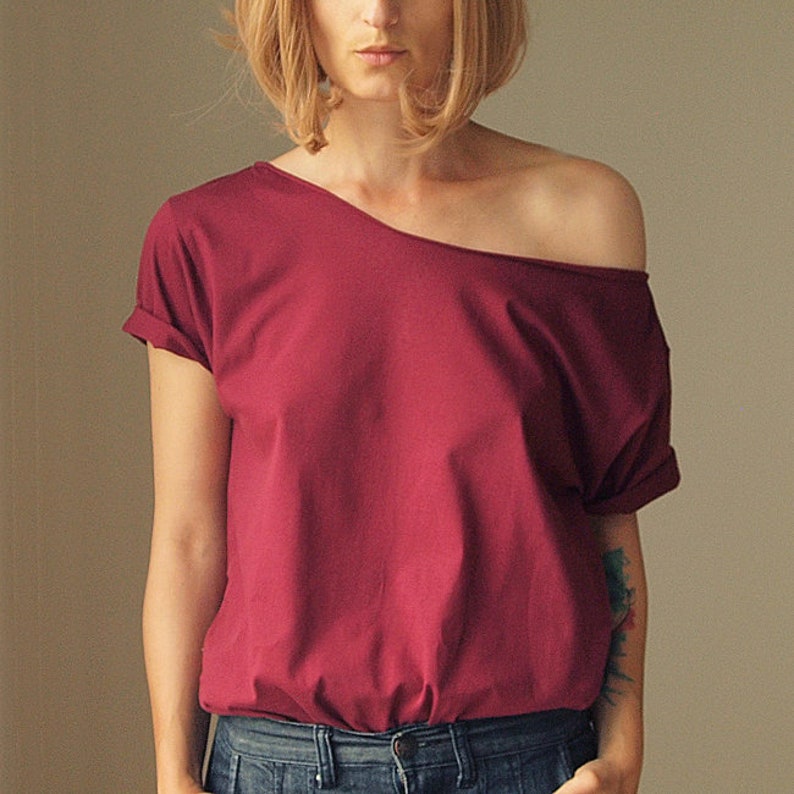 Burgundy Short Sleeve Oversize Tshirt S-Xl image 1