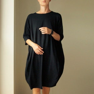 Black Oversize Dress Loose Sweatshirt Dress Oversize Black Dress Black Maternity Dress