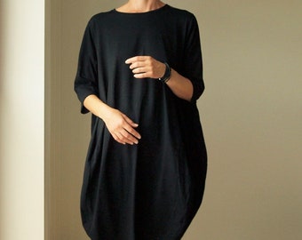 Schwarzes übergroßes Kleid Loses Sweatshirtkleid Übergroßes schwarzes Kleid Schwarzes Umstandskleid