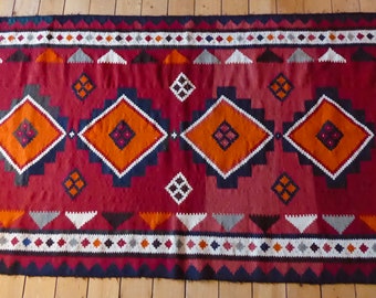 Orient Persian carpet kilim wool handwoven 153 x 300 cm true vintage interior