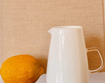 Rzadki mały dzbanek na mleko ze szkła Jena, prawdziwy rocznik