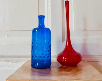 2 délicats vases en verre Lauscha soufflés à la bouche objets d'art en verre paire vintage