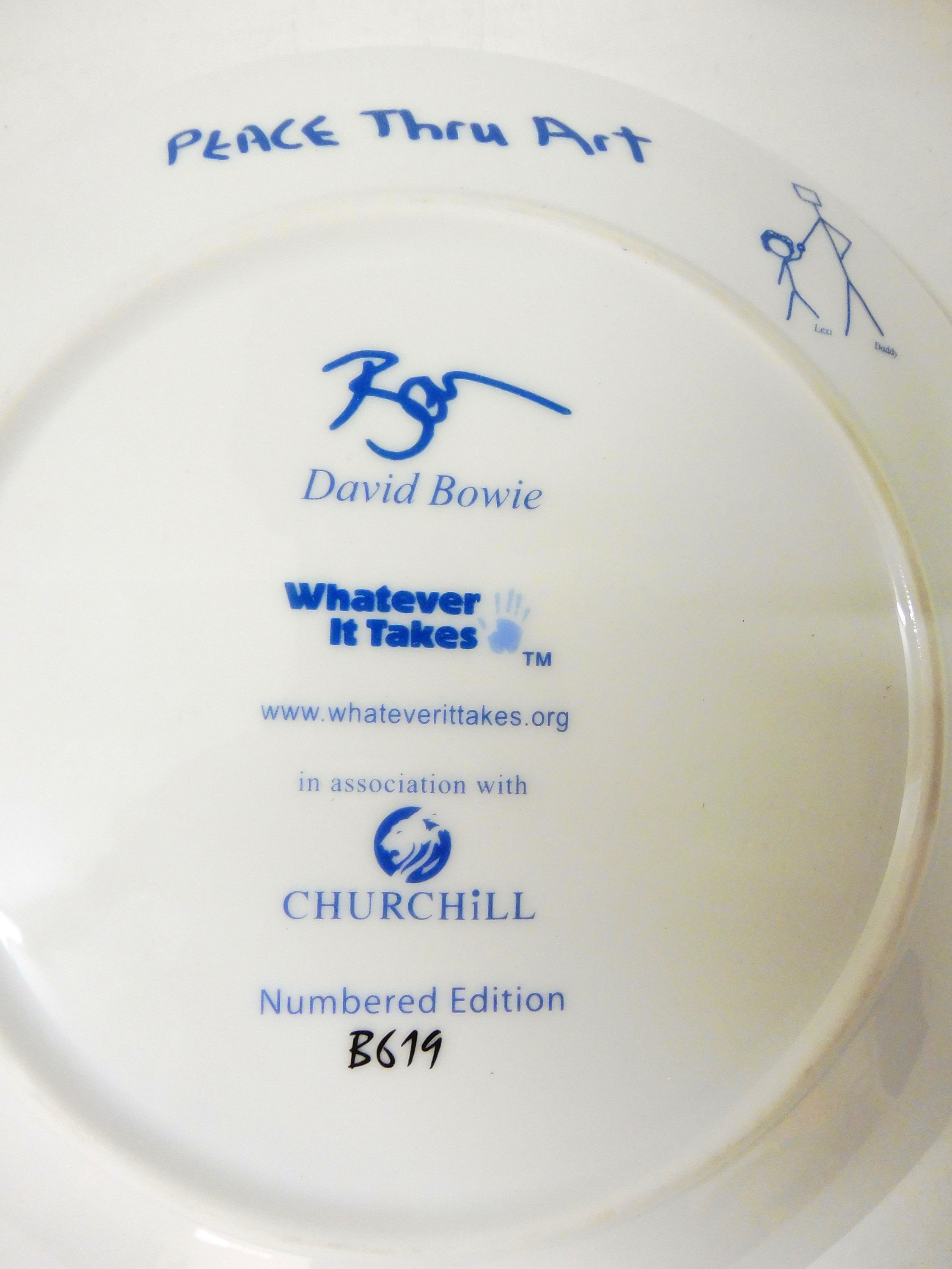 Whateverittakes Artist Plate David Bowie Peace Thru Art Porcelain