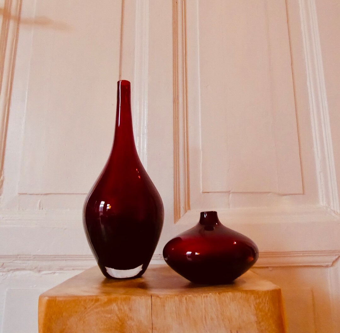Ikea Salong Glass Vase Red Johanna Jelinek Handmade Glass Etsy