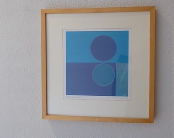 MIDNIGHT MOON Amaina 80年代　絵画　青 AMAINA Windows and Midnight Moon Signed Lithograph Ikea 1999